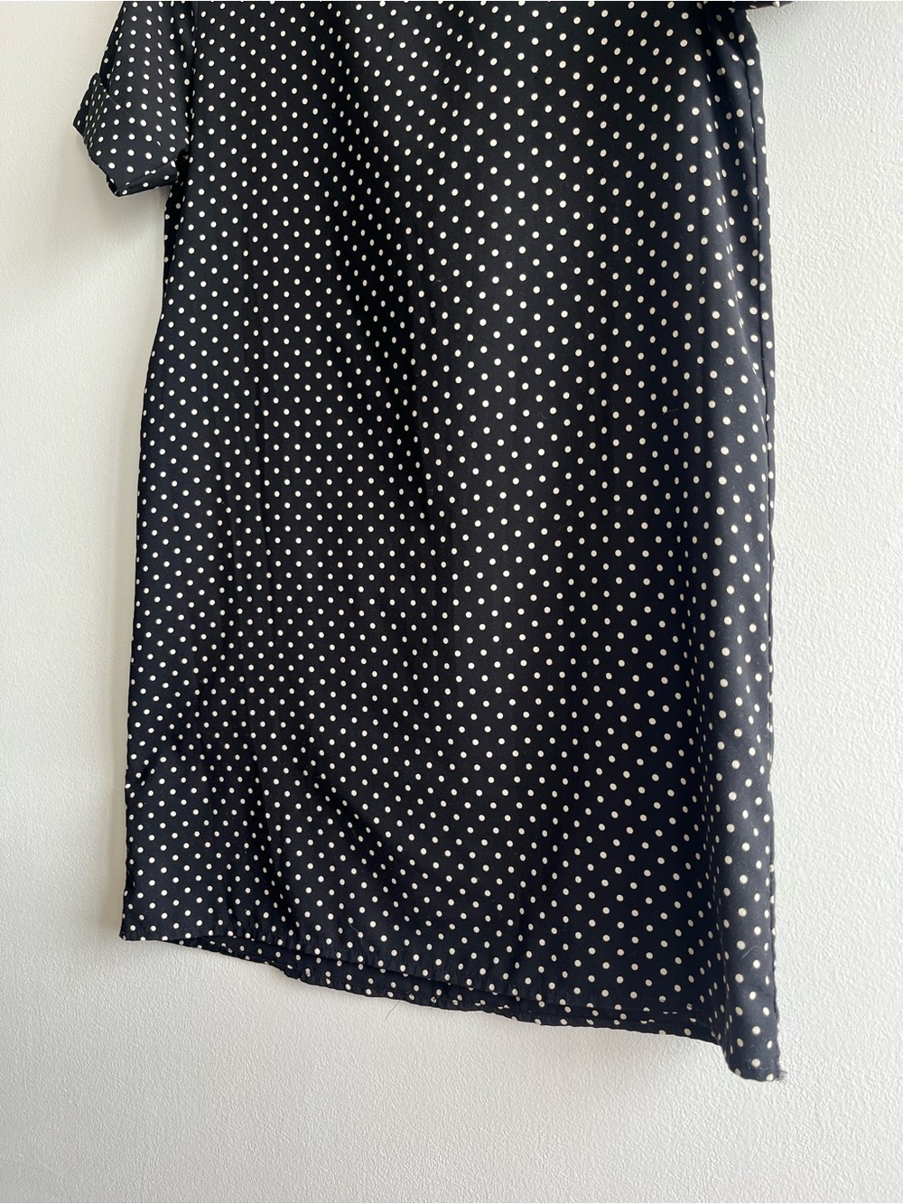 Everly Black Polka Dot Shift Dress | Minimalist French Girl Summer Dress Sz S - Picture 3 of 8
